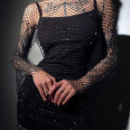 Damenkleid mit Strass und durchsichtigem Überwurf