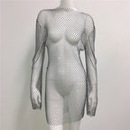 Damenkleid mit Strass und durchsichtigem Überwurf