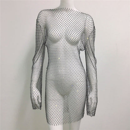 Damenkleid mit Strass und durchsichtigem Überwurf