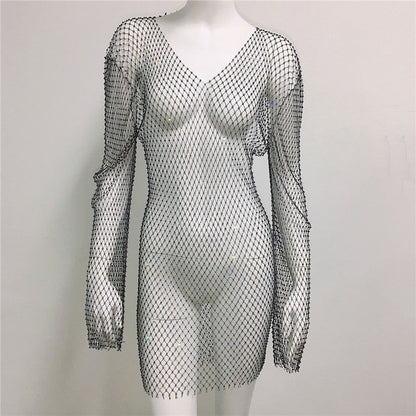 Damenkleid mit Strass und durchsichtigem Überwurf