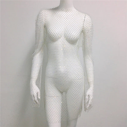 Damenkleid mit Strass und durchsichtigem Überwurf