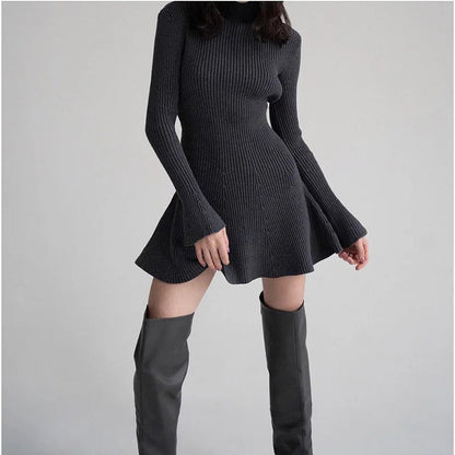 Mini vestido de línea A para mujeres de costilla