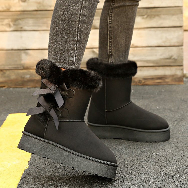 🎀Weihnachts-Specials🎁Klassische Plateau-Schneestiefel für Frauen mit Plüsch-Schleife