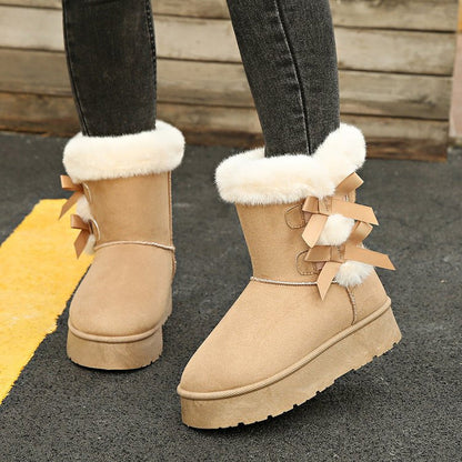 🎀Weihnachts-Specials🎁Klassische Plateau-Schneestiefel für Frauen mit Plüsch-Schleife