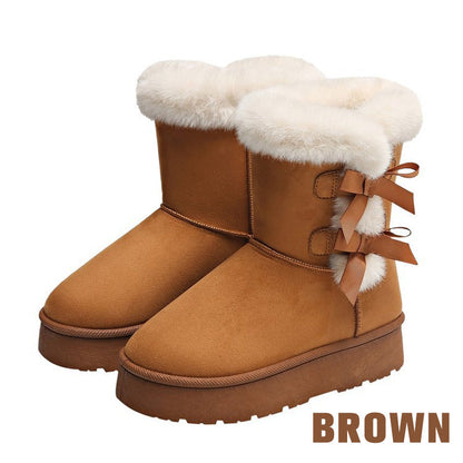 🎀Weihnachts-Specials🎁Klassische Plateau-Schneestiefel für Frauen mit Plüsch-Schleife📦Freie Lieferung📦
