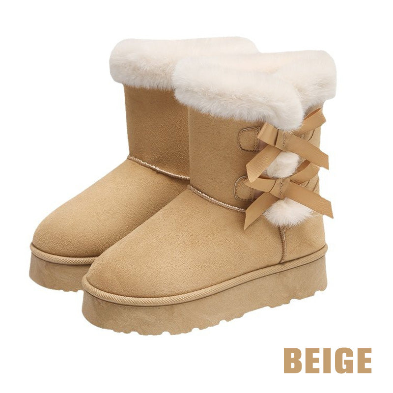 🎀Weihnachts-Specials🎁Klassische Plateau-Schneestiefel für Frauen mit Plüsch-Schleife📦Freie Lieferung📦