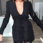 Damen 2-teiliges Set: Blazer & transparente Mesh-Hose
