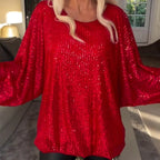 🎁Weihnachts-Specials 50% RABATT✨Modisch Elegant Pailletten Rundhalsausschnitt Langärmlig✨