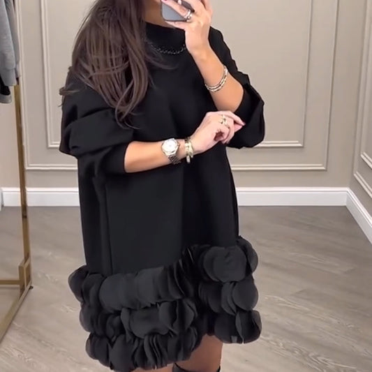 🖤Heiße Neuankömmlinge 50% RABATT🖤Lose einfarbiges Kleid mit langen Ärmeln