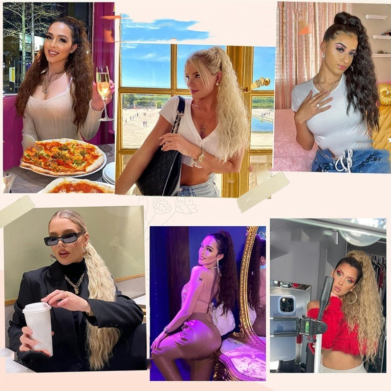 😍Lockige Wellenkrause Haarverlängerung mit Pferdeschwanz💖Zwei Stück kostenloser Versand