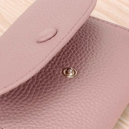 Billetera de moda hecha de cuero PU con patrón de lichi y práctico cierre de botones