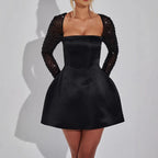 Elegantes rückenfreies Kleid mit Pailletten-Langarm für Damen
