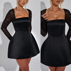 Elegantes rückenfreies Kleid mit Pailletten-Langarm für Damen