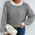 Strickpullover mit Rippenmuster und Rundhalsausschnitt für Damen