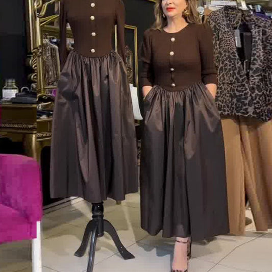 💕¿Qué me pongo mañana?💕Elegante vestido largo con bloques de color para mujer.