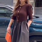 💕Was soll ich morgen anziehen?💕Elegantes langes Kleid mit Farbblockmuster für Frauen