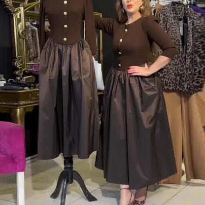 💕¿Qué me pongo mañana?💕Elegante vestido largo con bloques de color para mujer.