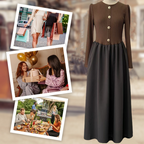 💕Was soll ich morgen anziehen?💕Elegantes langes Kleid mit Farbblockmuster für Frauen