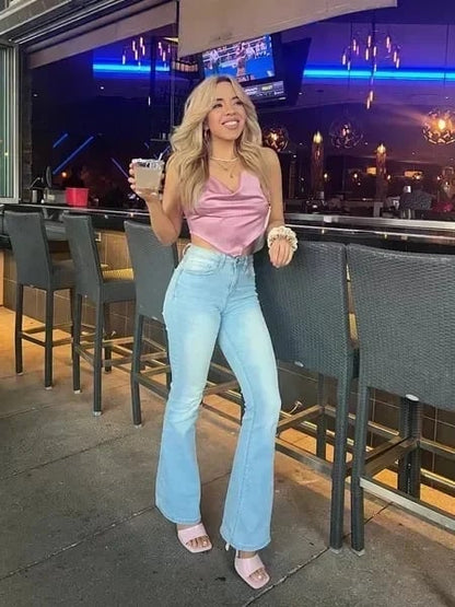 ⭐ Ropa de mujer 2025 ⭐  -30% de descuento + envío gratis🎊🎅 Pantalones acampanados elásticos de cintura ultraalta