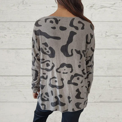 Camiseta de manga larga con patrones de animales italianos para mujeres
