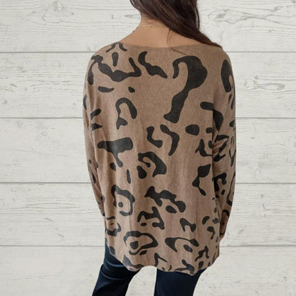 Camiseta de manga larga con patrones de animales italianos para mujeres