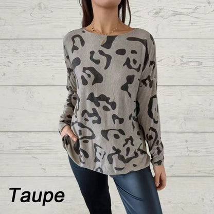 Camiseta de manga larga con patrones de animales italianos para mujeres