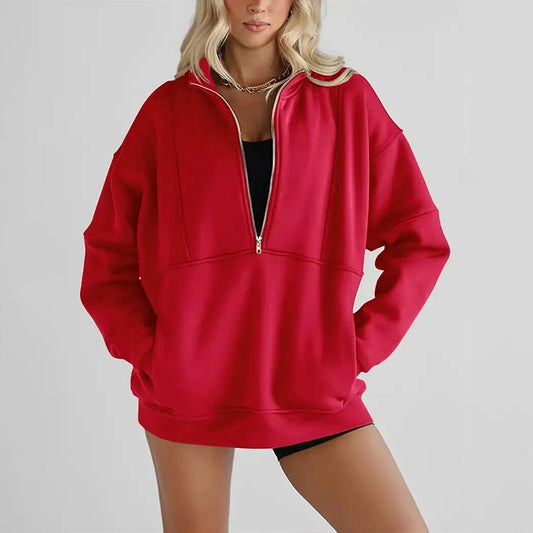 🔥OFERTA CALIENTE 49% - Top informal con media cremallera y solapa para mujer