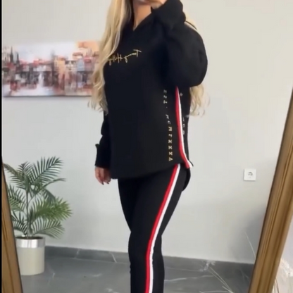 ❤️Räumungsverkauf Damen Hoodie und gestreifte Hose 2-teiliges Set