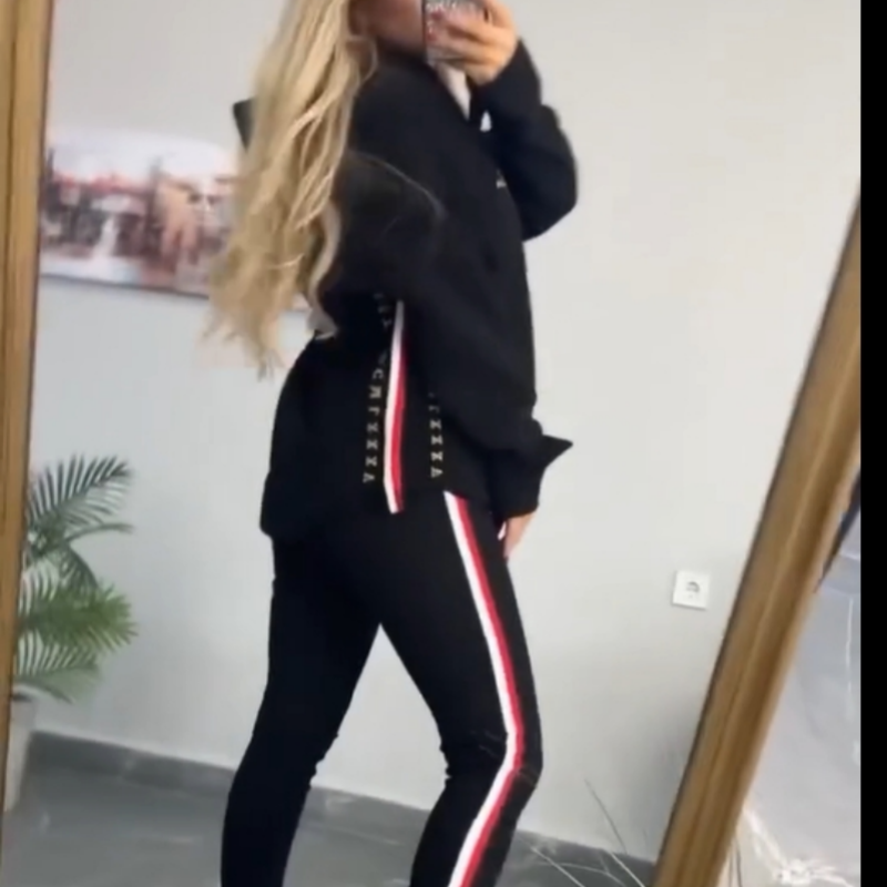 ❤️Räumungsverkauf Damen Hoodie und gestreifte Hose 2-teiliges Set