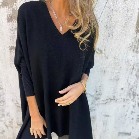 ❤️Räumungsverkauf❤️Langärmliges, gestricktes, lockeres V-Ausschnitt-Top für Damen