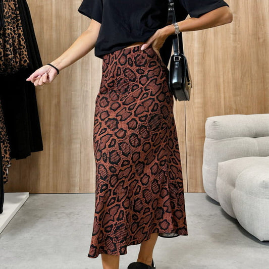 Falda casual impresa de leopardo para mujeres