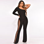 Sexy Trägerloser Bodycon-Overall mit Strasssteinen