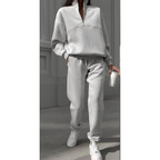 Damen Sweatshirt mit Halb-Reißverschluss und Jogginghose  2-teiliges Set