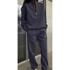 Damen Sweatshirt mit Halb-Reißverschluss und Jogginghose  2-teiliges Set
