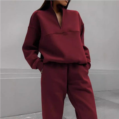 Sudadera femenina con pantalones de martillo y pantalones de jogging set de 2 partes