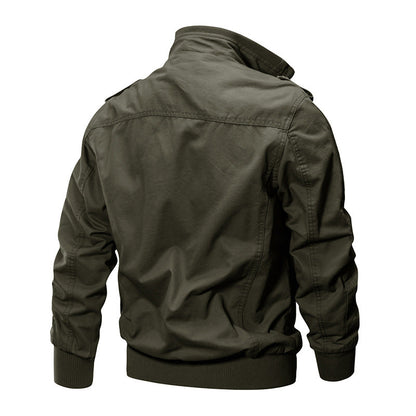 Herren Militärjacke mit Stehkragen und Reißverschluss
