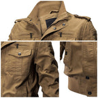 Herren Militärjacke mit Stehkragen und Reißverschluss