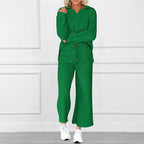 🔥Neujahrsaktion 49% 💕2-teiliges Lounge-Set mit V-Ausschnitt und Taschen für Damen