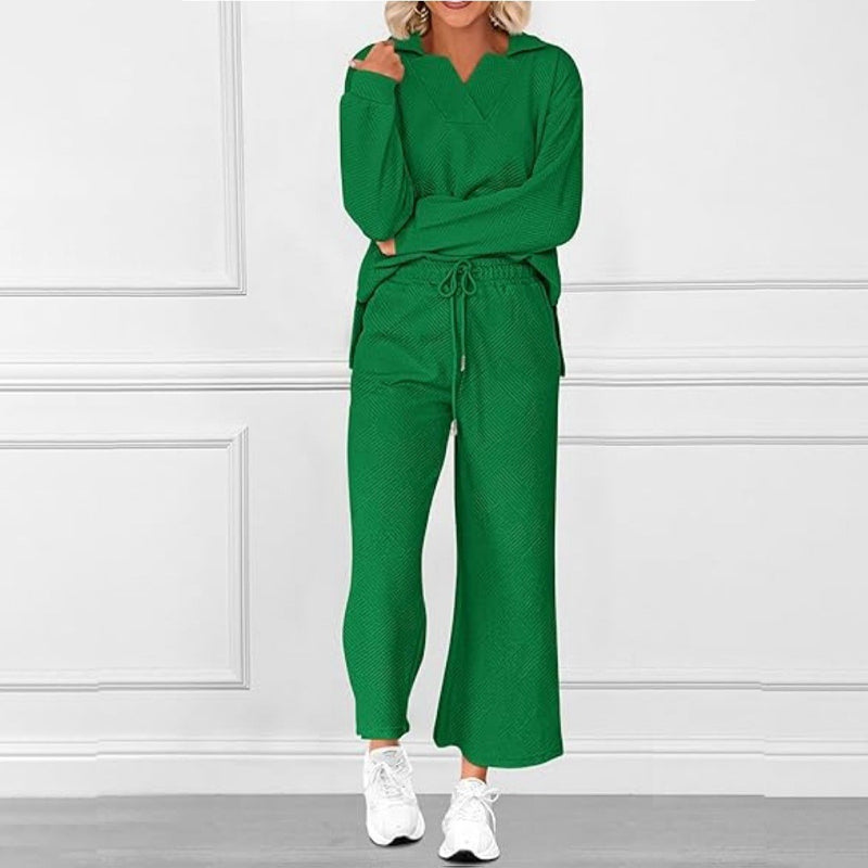 🔥Neujahrsaktion 49% 💕2-teiliges Lounge-Set mit V-Ausschnitt und Taschen für Damen