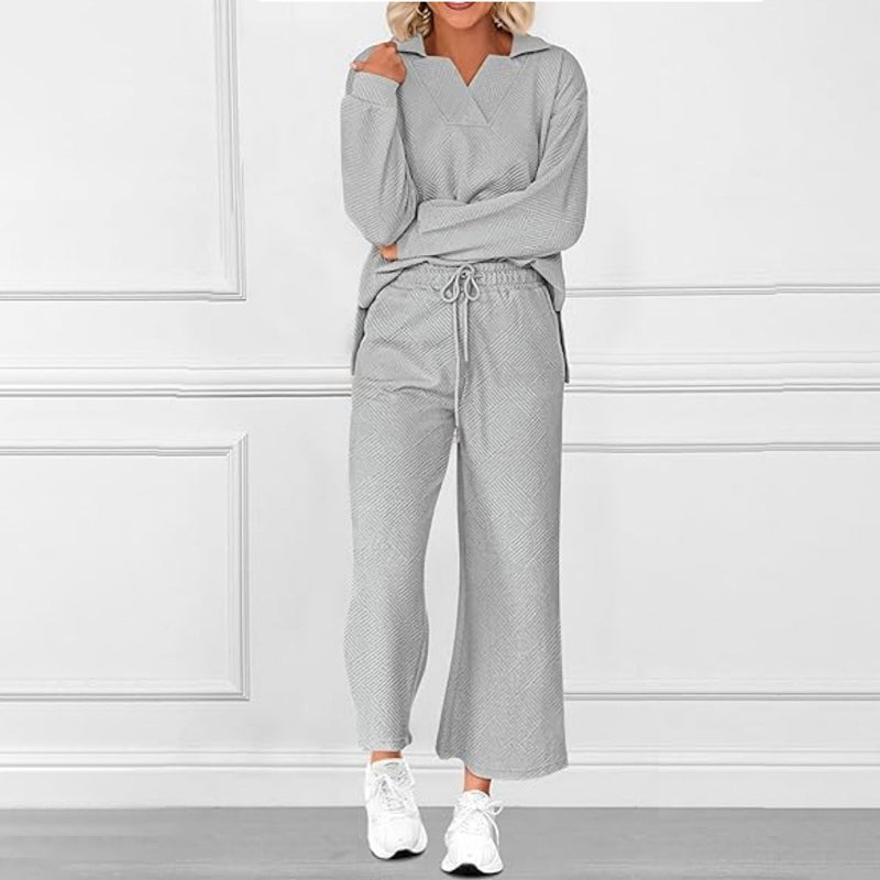 🔥Neujahrsaktion 49% 💕2-teiliges Lounge-Set mit V-Ausschnitt und Taschen für Damen