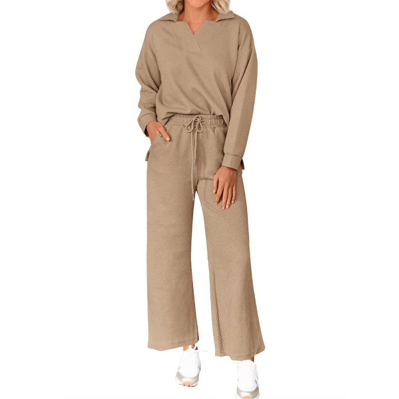 🔥Neujahrsaktion 49% 💕2-teiliges Lounge-Set mit V-Ausschnitt und Taschen für Damen