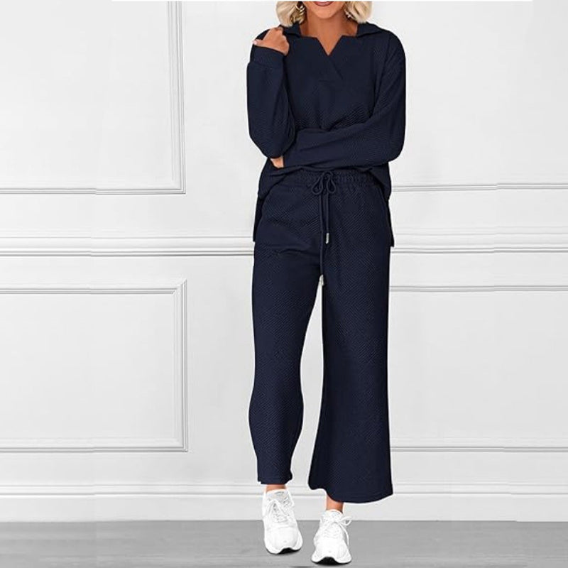 🔥Neujahrsaktion 49% 💕2-teiliges Lounge-Set mit V-Ausschnitt und Taschen für Damen