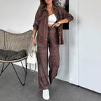 Damen Tie-Dye Knopfleistenbluse & Hose 2-teiliges Set für Freizeit