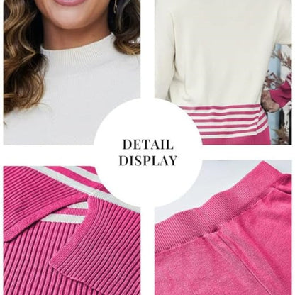 🌟Conjunto de jersey de rayas suaves y pantalón ancho💕