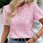 Damen stylisches lockeres T-Shirt mit Rundhalsausschnitt und Pailletten