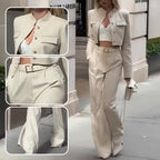 🔥Kostenloser Versand - 🎉Elegantes zweiteiliges Set aus Oberteil und Hose für Damen