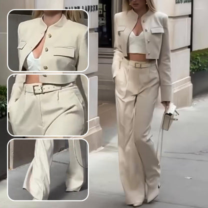 🔥Envío gratis - 🎉Elegante conjunto de dos piezas de top y pantalón para mujer.