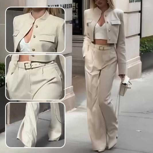 🔥Envío gratis - 🎉Elegante conjunto de dos piezas de top y pantalón para mujer.