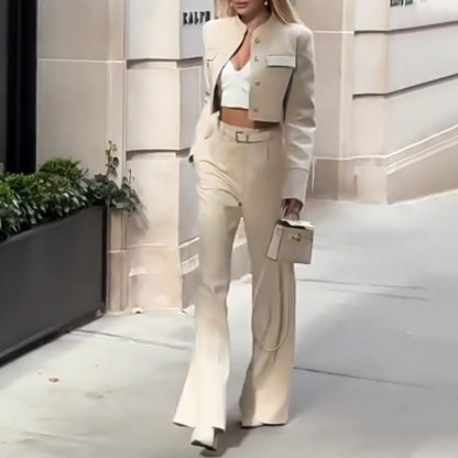 🔥Envío gratis - 🎉Elegante conjunto de dos piezas de top y pantalón para mujer.