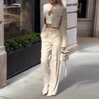 🔥Kostenloser Versand - 🎉Elegantes zweiteiliges Set aus Oberteil und Hose für Damen